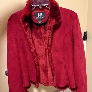 Jennifer Lopez Women's Faux Fur Red Jacket Vintage